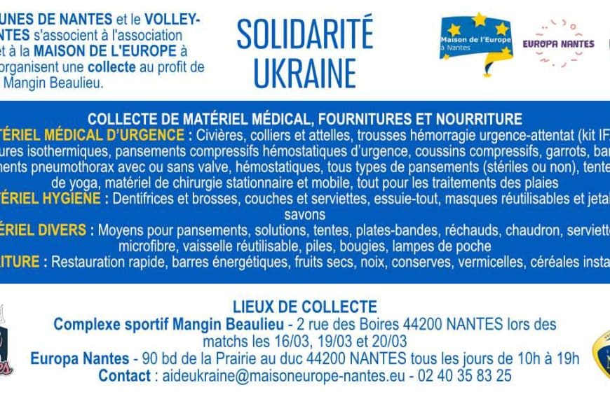 Collecte pour l’Ukraine la semaine prochaine à Mangin Beaulieu